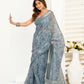Rajwada Grey Cotton Linen Zari Work Saree For Women