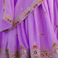 Rajwada Lavender Silk Blend Embroidered Semi-Stitched lehenga For Women