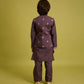 Rajwada Purple Viscose Silk Embroidered Stitched Kurta Set For Kids