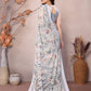Rajwada Grey Satin Printed Saree With Unstitched Blouse For Women