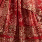 Rajwada Red Organza Printed And Embriodered Semi-Stitched Lehenga For Women