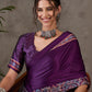 Rajwada Purple Silk Blend Printed Elegant Saree For Women