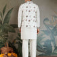 Rajwada White Viscose Silk Embroidered Stitched Kurta Set For Men