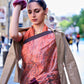 Rajwada Orange Satin Printed Saree With Unstitched Blouse For Women