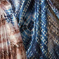 Rajwada Blue And Brown Satin Printed Saree With Unstitched Blouse For Women