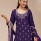 Rajwada Purple Georgette Embellished Semi Stitched Kurta Set For Women