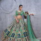 Rajwada Green Organza Embellished Semi-Stitched Lehenga With Unstitched Blouse For Women
