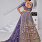 Rajwada Purple Organza Tissue Embroidered Semi-Stitched Lehenga For Women