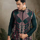 Rajwada Dark Green Viscose Silk Embroidered Stitched Kurta For Men