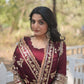 Rajwada Maroon Georgette Embroidered Stitched Gown With Dupatta For Women