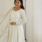 Rajwada White Chinon Silk Embroidered Stitched Kurta Set For Women