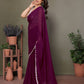 Rajwada Purple Georgette Plain Saree For Women