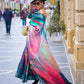 Rajwada Teal Silk Blend Printed Saree With Unstitched Blouse For Women