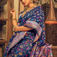 Rajwada Royal Blue Silk Blend Woven Saree For Women
