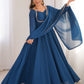 Rajwada Teal Blue Georgette Embellished Kurta Set For Women