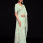 Rajwada - Sea Green Georgette Embroidered Saree with Unstitched Blouse