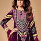 Rajwada Women Violet Velvet Embroidered Stitched Kurta Set