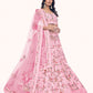Rajwada Pink Embroidered Soft Net Semi Stitched Lehenga With Blouse For Women