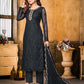 Rajwada Black Net Embroidered Semi stitched Kurta Set with Inner For Women