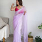Rajwada Pink Organza Embroidered Saree With Unstitched Blouse For Women