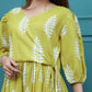 Rajwada Olive Chiffon Stitched Printed Indo Western Dress For Women