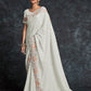Rajwada White Embroidered Georgette Saree With Unstitched Blouse For Women