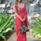 Rajwada Red Sequins Embroidered Satin Rangoli Saree with Stitched Blouse for Women