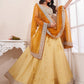 Rajwada Yellow Shibori Crepe Embroidered Semi Stitched Lehenga With Unstitched Blouse for Women