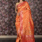 Rajwada Orange Patola Silk Woven Saree with Unstitched Blouse for Women