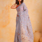 Rajwada Grey Georgette Embroidered Saree With Unstitched Blouse For Women