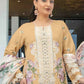 Rajwada Beige Cotton Blend Embroidered Semi Stitched Kurta Set For Women