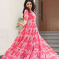 Rajwada Pink Georgette Printed Stitched Gown For Women