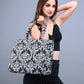 Rajwada Black And White Woven Tote Bag for Women