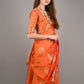 Rajwada Women Orange Organza Woven Saree With Unstitched Blouse