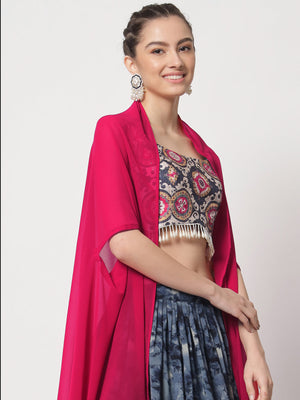 Rajwada - Dark Blue Lehenga Choli Set