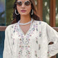 Rajwada White Georgette Embellished Semi-Stitched Kurta Set For Women