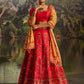 Rajwada Red Silk Blend Embroidered Semi-Stitched Lehenga Choli For Women