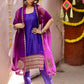 Rajwada Women Violet Satin Embroidered Stitched Kurta Set
