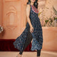 Rajwada Navy Blue Printed Rayon Stitched Kurti For Women