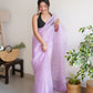 Rajwada Pink Organza Lace Work Saree With Unstitched Blouse For Women