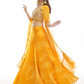 Rajwada Women Mustard Embroidered Organza Semi Stitched Lehenga With Unstitched Blouse