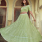 Rajwada Olive Embellished Georgette Semi Stitched Lehenga With Blouse For Women