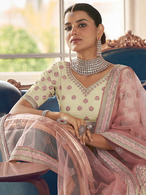 Rajwada White Embroidered Art Silk Semi Stitched Lehenga With Blouse For Women