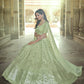 Rajwada Olive Embellished Georgette Semi Stitched Lehenga With Blouse For Women