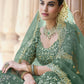 Rajwada Green Embroidered Soft Net Semi Stitched Lehenga With Blouse For Women