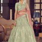 Rajwada Olive Embroidered Crepe Semi Stitched Lehenga With Blouse For Women