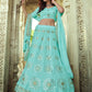 Rajwada Sea Green Embellished Georgette Semi Stitched Lehenga With Blouse For Women