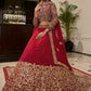 Rajwada Red Embroidered Georgette Semi Stitched Lehenga With Blouse For Women