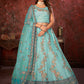 Rajwada Sky Blue Net Embroidered Semi Stitched Lehenga With Unstitched Blouse for Women