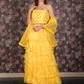Rajwada Bright Yellow Net Semi-Stitched Lehenga with Embroidered Unstitched Blouse for Women